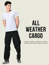 FITINC All Weather 6 Pocket Cargo Pants for Men - Black