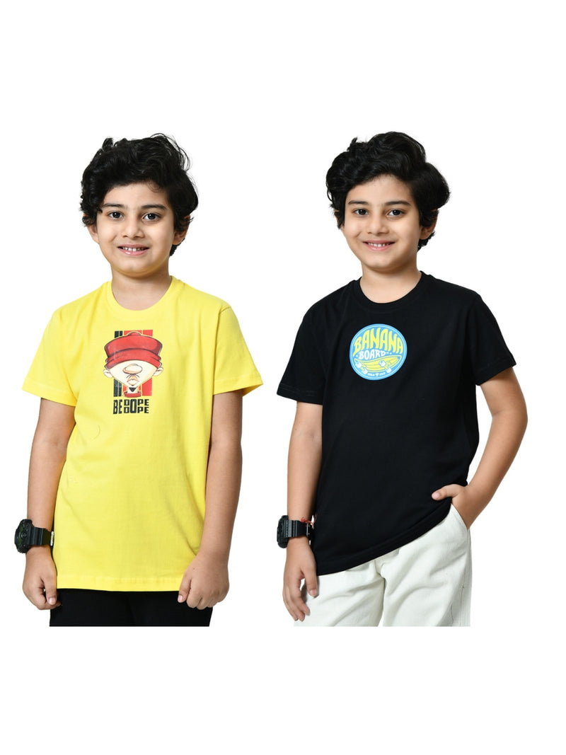 Graphic Print Cotton T-Shirts - (Pack of 2)