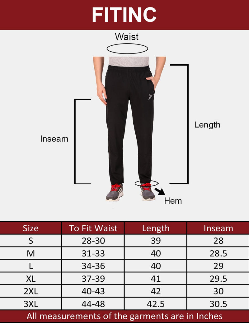 Fitinc NS Lycra Regular fit Black Trackpant for Men