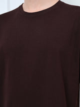 FITINC Cotton Crew Neck Regular Fit Brown T-Shirt for Men