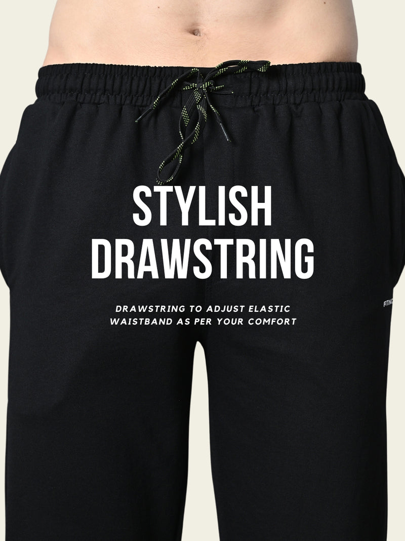 Essential Regular Fit Cotton Track Pant - Black
