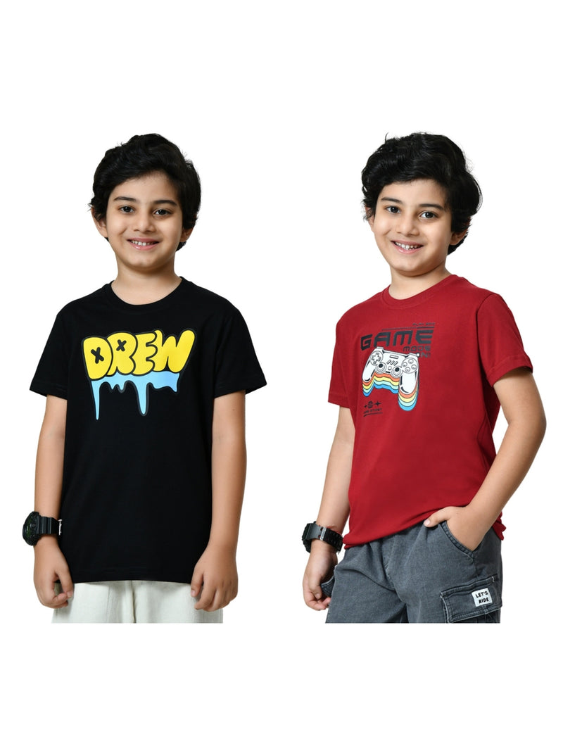 Graphic Print Cotton T-Shirts - (Pack of 2)