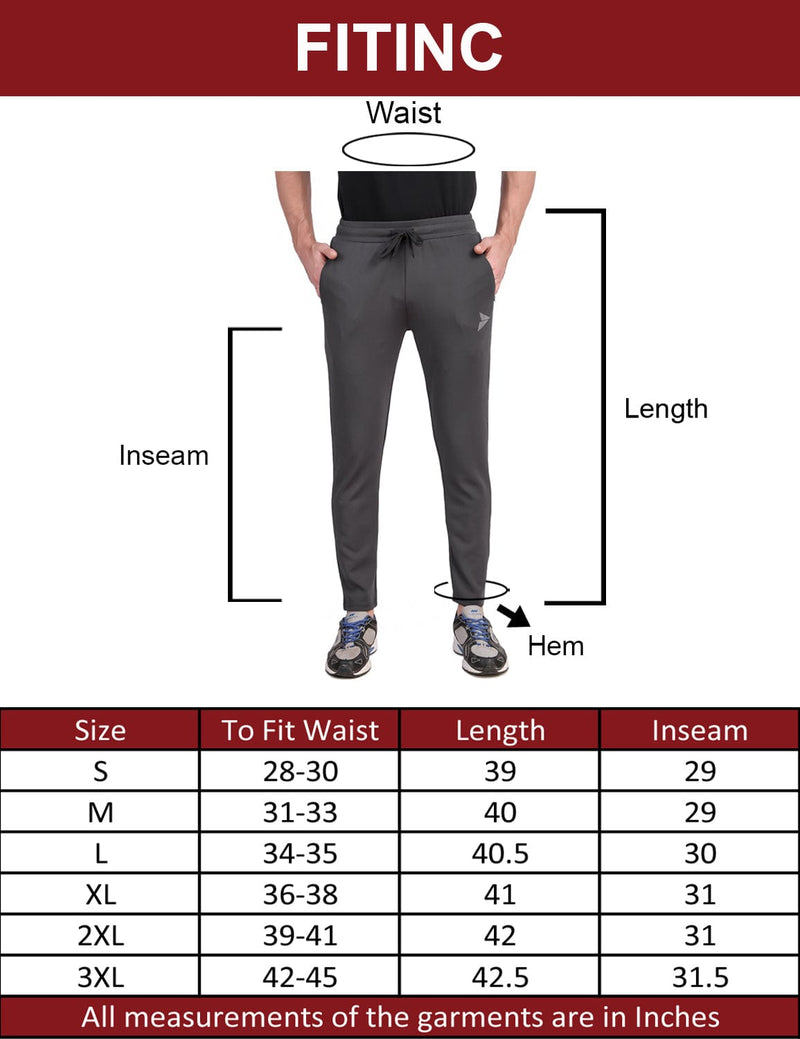 Fitinc Grey Trackpant with Concealed Zipper Pockets
