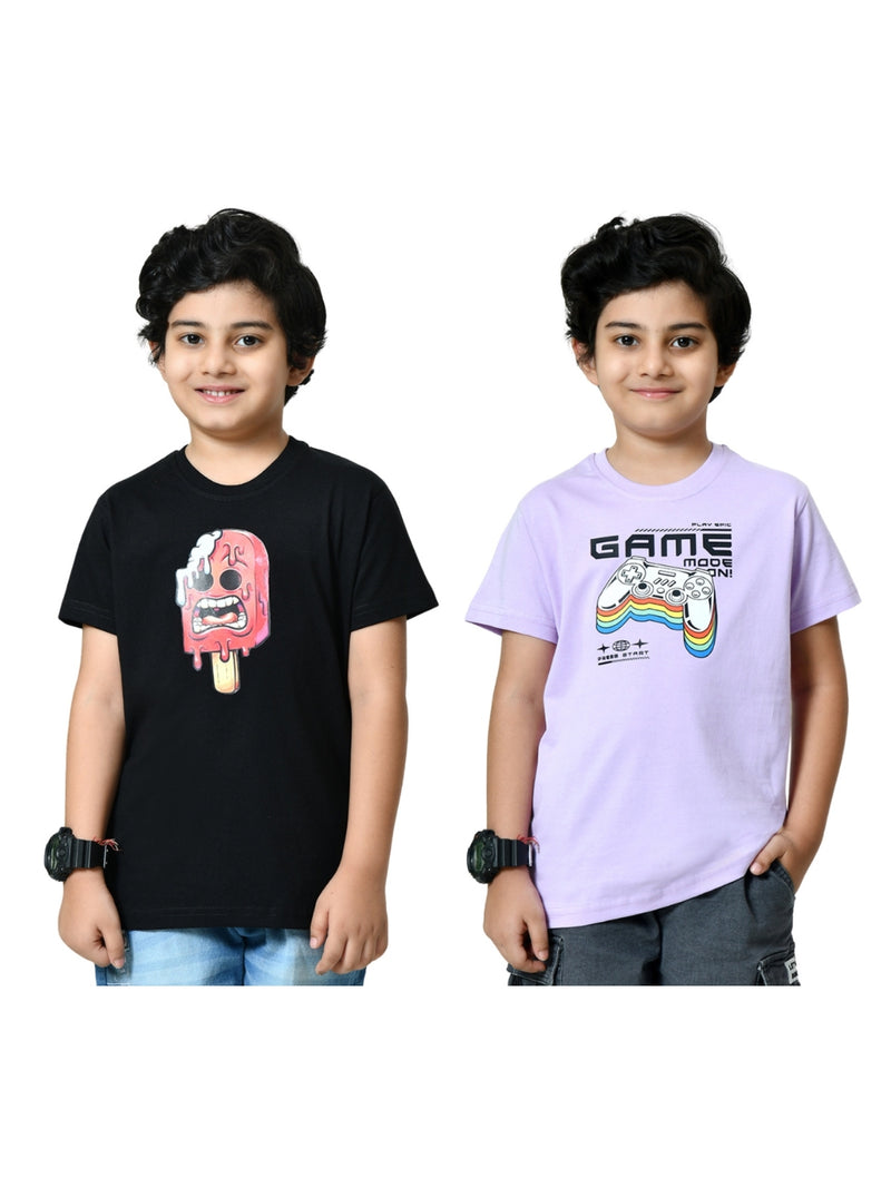Graphic Print Cotton T-Shirts - (Pack of 2)