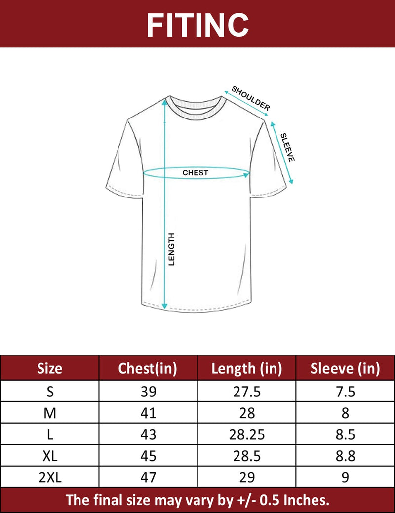 FITINC Cotton Crew Neck Regular Fit Teal T-Shirt for Men