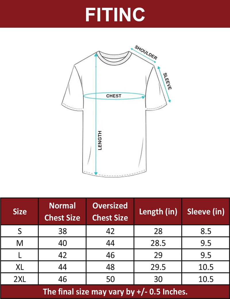 FITINC Maroon Oversized Drop Shoulder T-Shirt for Men