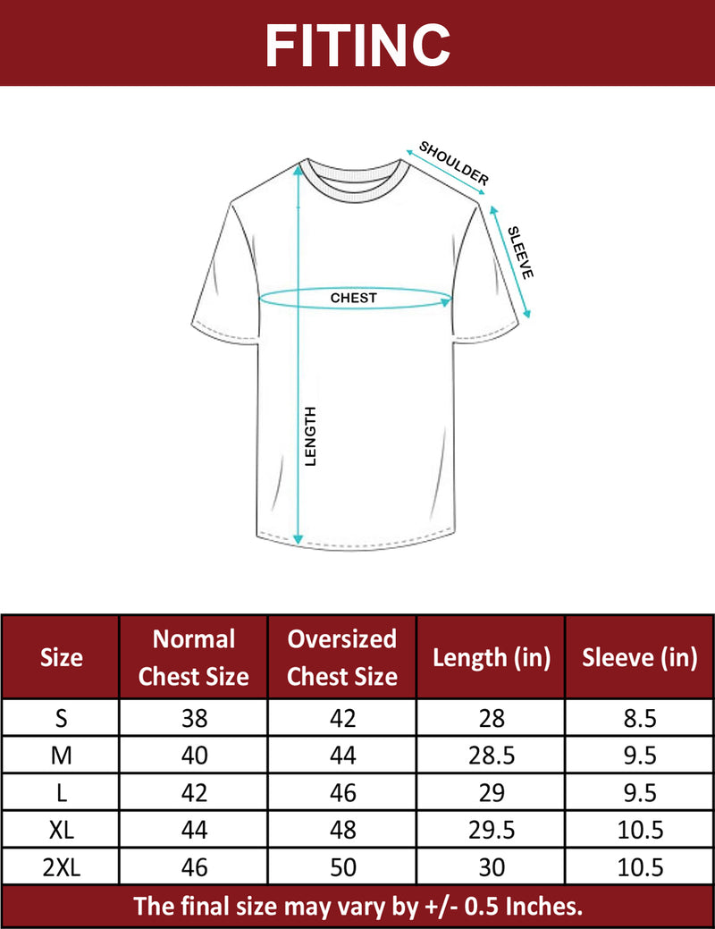 FITINC White Cotton Oversized Drop Shoulder T-Shirt for Men