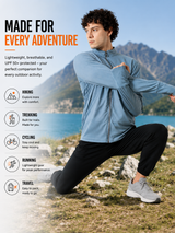 FITINC Airflow Sunscreen Jacket for Men - Sky Blue