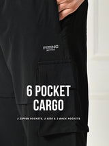 FITINC All Weather 6 Pocket Cargo Pants for Men - Black