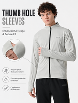 FITINC Airflow Sunscreen Jacket for Men - Light Grey