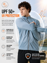 FITINC Airflow Sunscreen Jacket for Men - Sky Blue