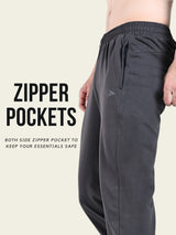 FITINC Zipper Pockets Cotton Jogger for Men - Charcoal