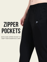 FITINC Zipper Pockets Cotton Jogger for Men - Black