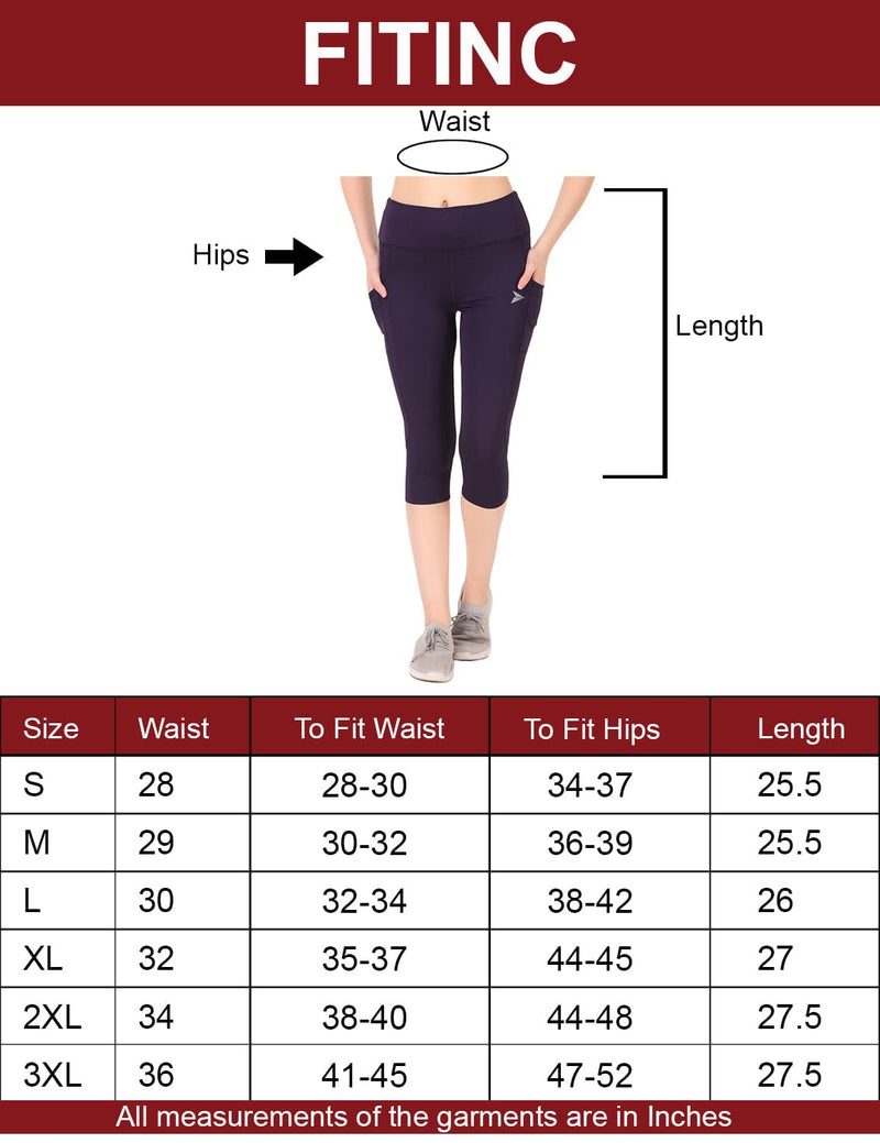 Fitinc Violet Capri for Women with Mobile Pockets