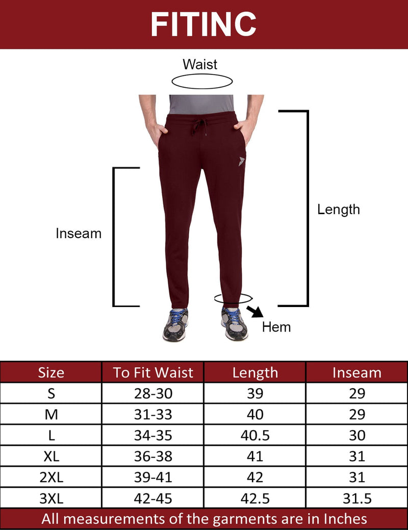 Fitinc Maroon Trackpant with Concealed Zipper Pockets