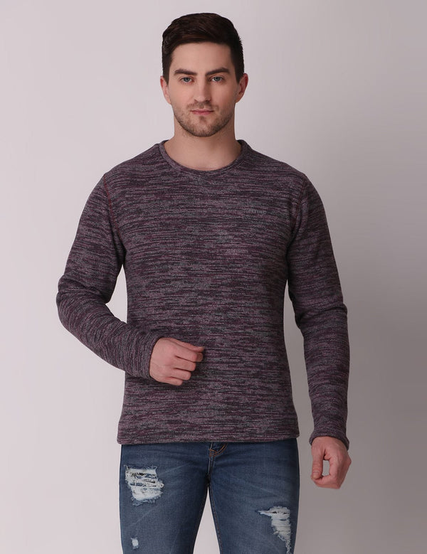 Fitinc Fleece Full Sleeves Melange Wine Sweatshirt for Men - FITINC