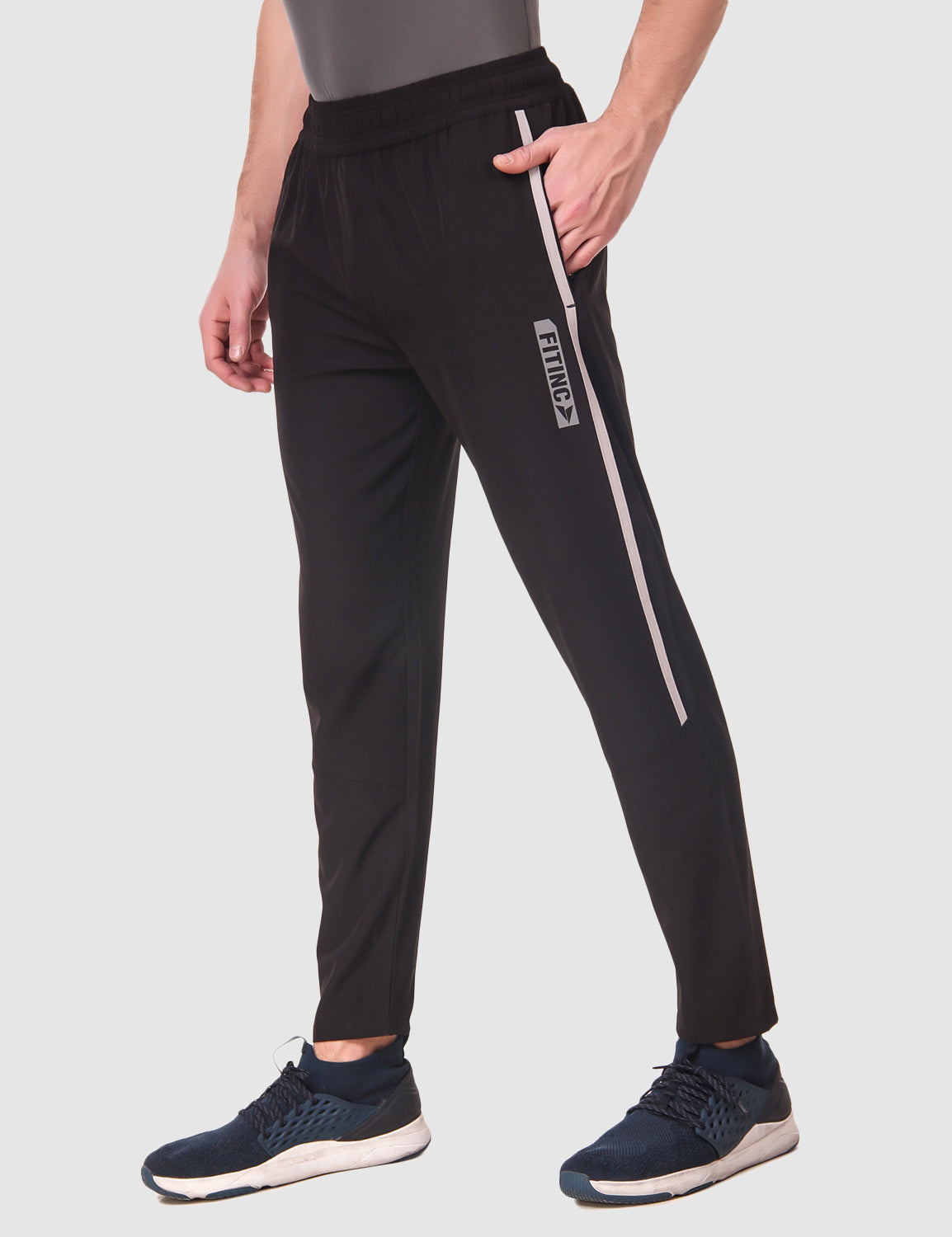 Fitinc NS Lycra Dryfit Black Track Pants with Zipper Pockets – FITINC