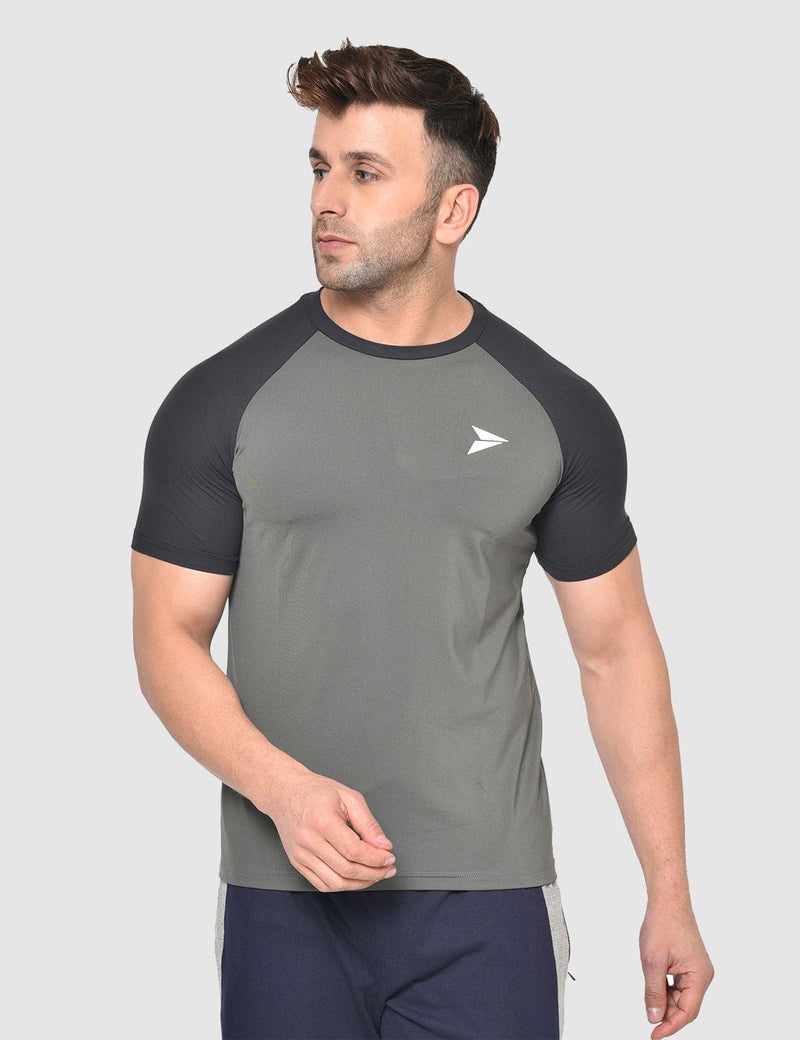 Fitinc Gymwear Grey-Black T-shirt for Men - FITINC