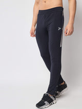 FITINC Premium Navy Blue Track Pant for Men | Anti Microbial | Superdry | Breathable | Stretchable | 2 YKK Zipper Pockets - FITINC
