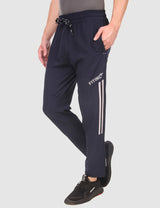 Fitinc NS Lycra Dryfit Navy Blue Track Pants with Zipper Pockets - FITINC