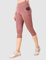 Fitinc Baby Pink Capri for Women with Mobile Pockets - FITINC