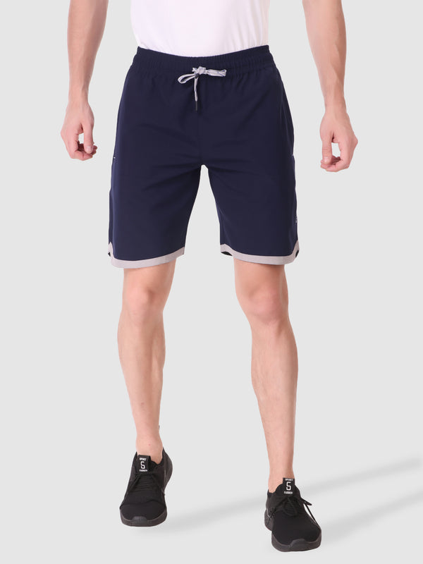 Fitinc N.S Lycra Navy Blue Shorts for Men with Zipper Pockets - FITINC