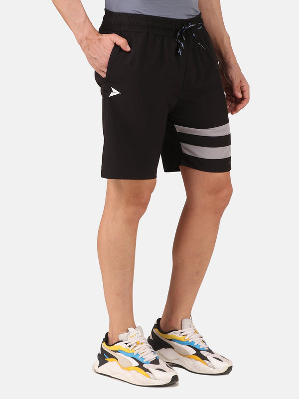 Fitinc Striped Black Shorts for Men with Zipper Pockets - FITINC