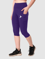 Fitinc Violet Capri for Women with Mobile Pockets - FITINC