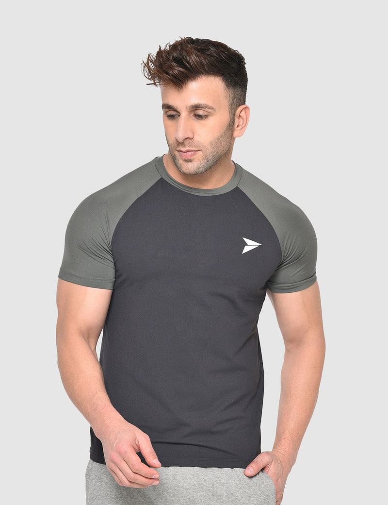 Fitinc Gymwear Black-Grey T-shirt for Men - FITINC