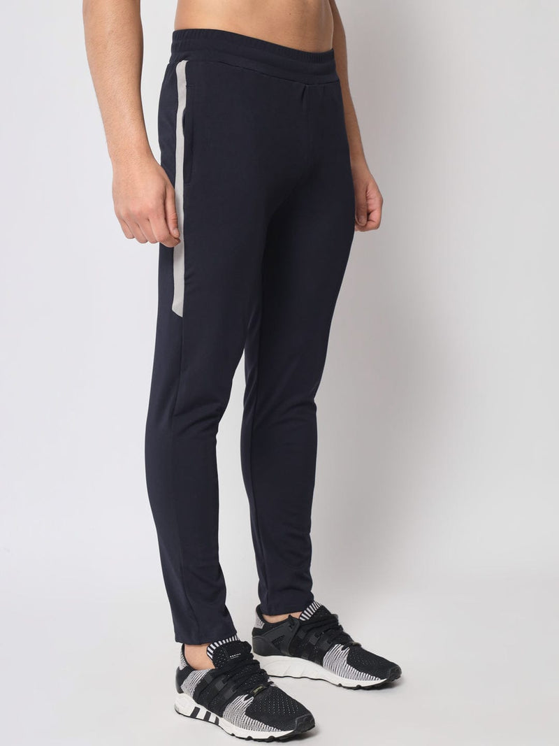 FITINC Premium Navy Blue Track Pant for Men | Anti Microbial | Superdry | Breathable | Stretchable | 2 YKK Zipper Pockets - FITINC