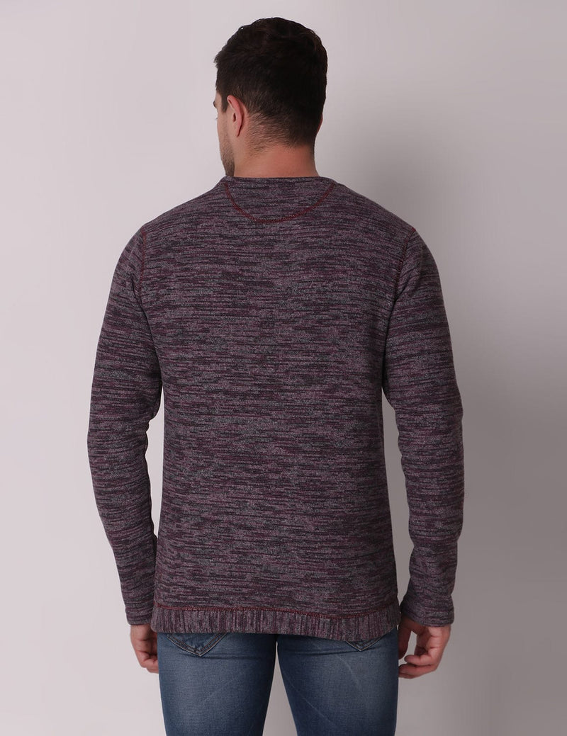 Fitinc Fleece Full Sleeves Melange Wine Sweatshirt for Men - FITINC