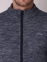 Fitinc Fleece Full Sleeves Melange Navy Blue Jacket for Men - FITINC