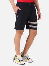 Fitinc Striped Navy Blue Shorts for Men with Zipper Pockets - FITINC