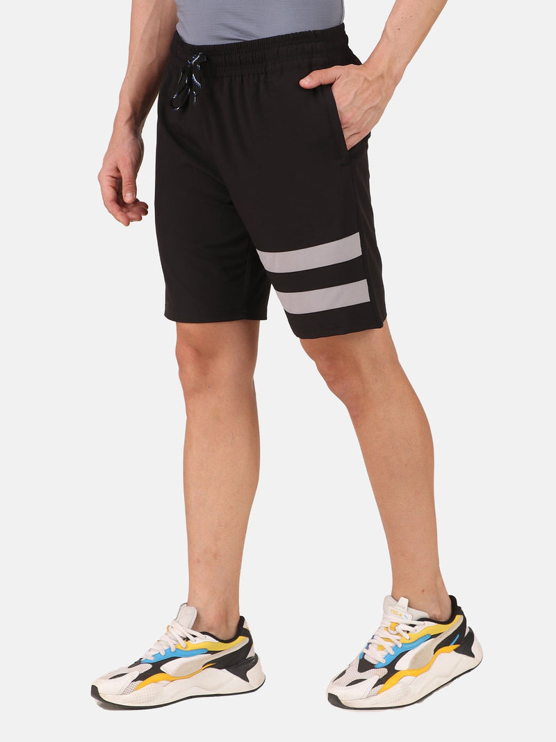 Fitinc Striped Black Shorts for Men with Zipper Pockets - FITINC