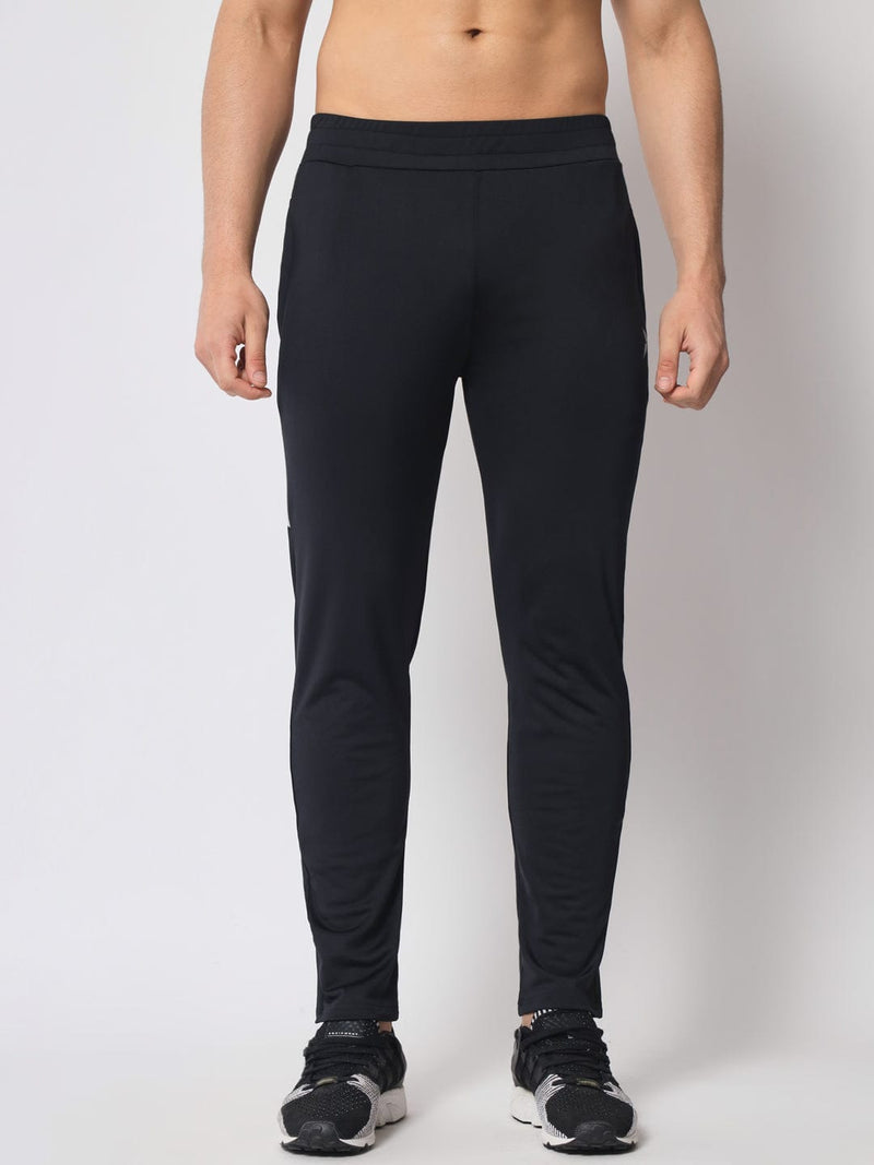 FITINC Premium Black Track Pant for Men | Anti Microbial | Superdry | Breathable | Stretchable | 2 YKK Zipper Pockets - FITINC