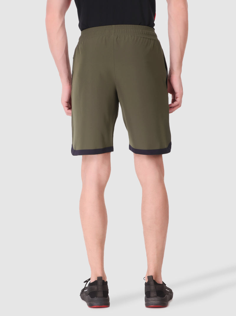 Fitinc N.S Lycra Olive Shorts for Men with Zipper Pockets - FITINC