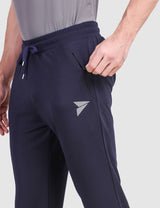 Fitinc Navy Blue Trackpant with Concealed Zipper Pockets - FITINC