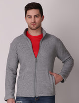 Fitinc Fleece Full Sleeves Melange Light Grey Jacket for Men - FITINC