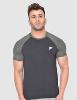 Fitinc Gymwear Black-Grey T-shirt for Men - FITINC