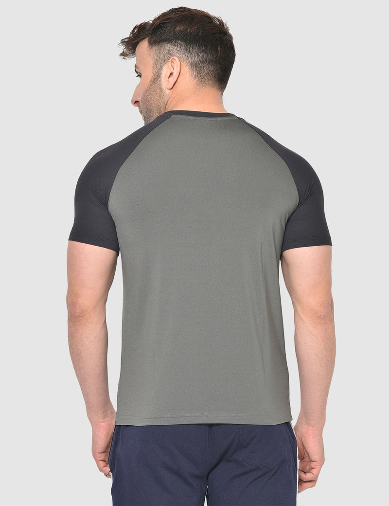 Fitinc Gymwear Grey-Black T-shirt for Men - FITINC