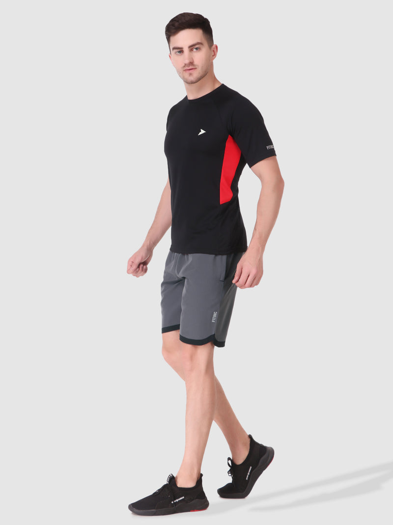 Fitinc N.S Lycra Grey Shorts for Men with Zipper Pockets - FITINC