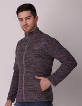 Fitinc Fleece Full Sleeves Melange Wine Jacket for Men - FITINC
