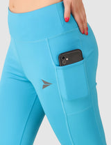 Fitinc Sky Blue Capri for Women with Mobile Pockets - FITINC