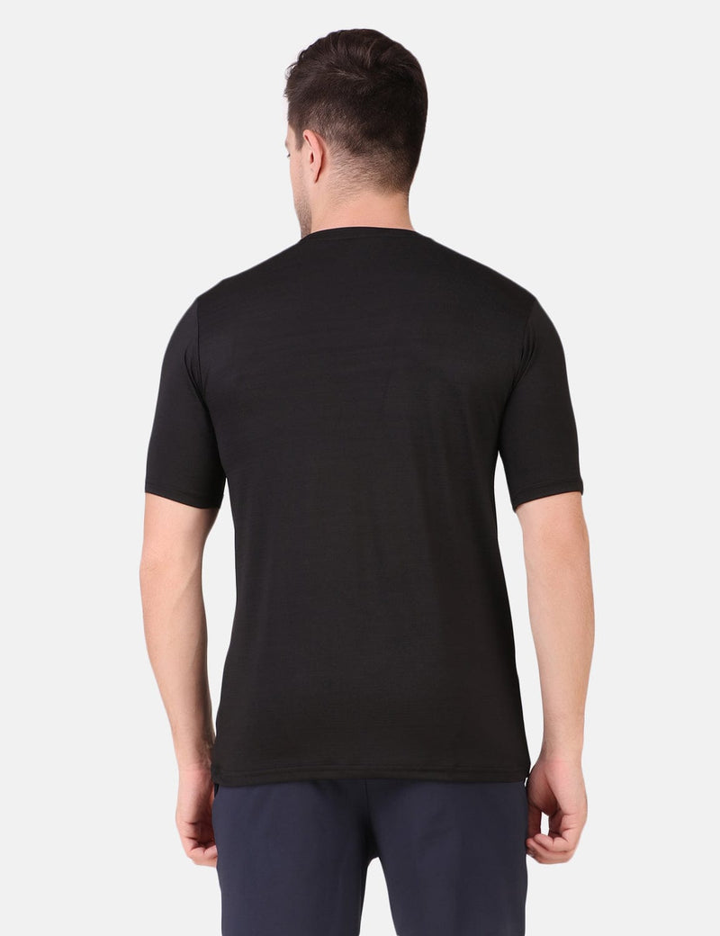 Fitinc Men's Round Neck Slimfit Gym & Active Sports Black T-Shirt - FITINC