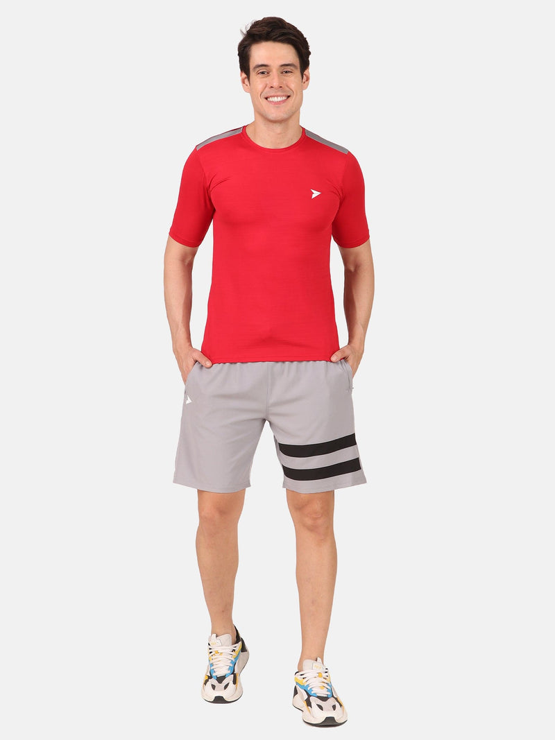 Fitinc Striped Light Grey Shorts for Men with Zipper Pockets - FITINC