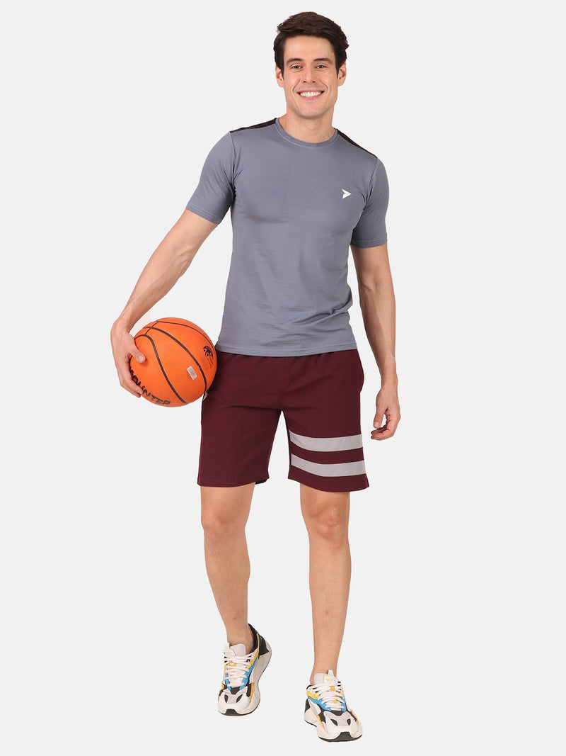 Fitinc Striped Wine Shorts for Men with Zipper Pockets - FITINC