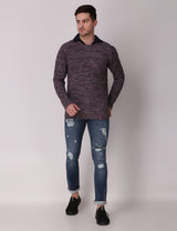 Fitinc Fleece Full Sleeves Melange Wine Sweatshirt for Men - FITINC
