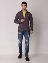 Fitinc Fleece Full Sleeves Melange Wine Jacket for Men - FITINC