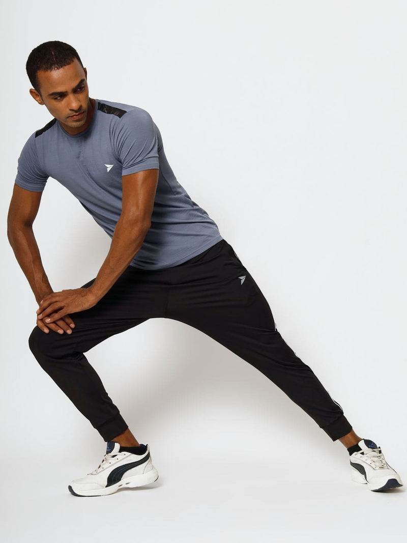 FITINC Slim Fit Black Jogger for Men with Double Piping & Zip Pockets - FITINC