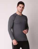 Fitinc Dryfit Stretchable Full Sleeves Grey Tshirt - FITINC
